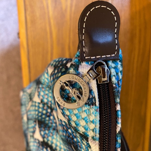 Longchamp Blue & White Geometric La Pliage Shoulder Bag - Picture 3 of 8